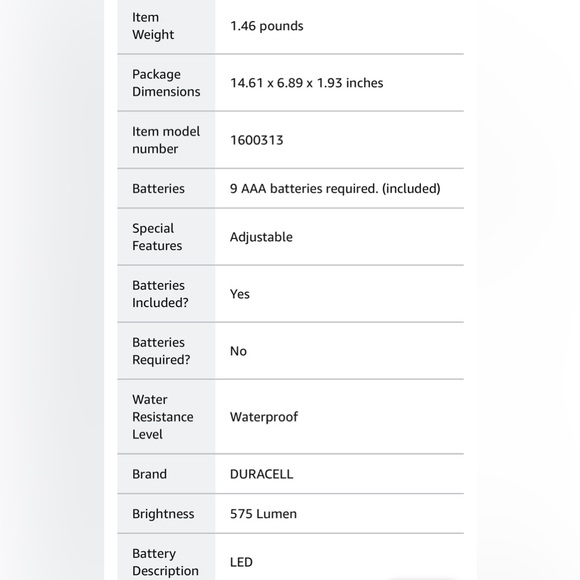 Duracell 3 Led Headlamp 575 Lumens NWB - Picture 6 of 6